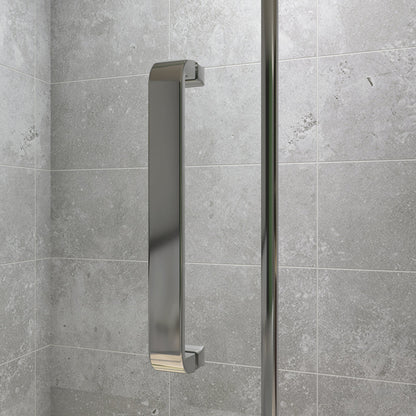 AICA Sprchový kout WALK IN – otočné skleněné dveře, chromový profil, 8mm NANO čiré sklo (nastavení 76-96cm). Bezrámový design, moderní walk-in sprchový kout s madlem a lehkou údržbou.