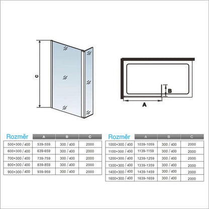 Walk-in sprchová zástěna 70-140cm s 8mm NANO sklem, černým otočným panelem 30/40cm a teleskopickou vzpěrou 70-120cm. Moderní design s leštěným hliníkem, bezpečnostním ESG sklem a rozsahem nastavení 2 cm pro všechny typy koupelen.