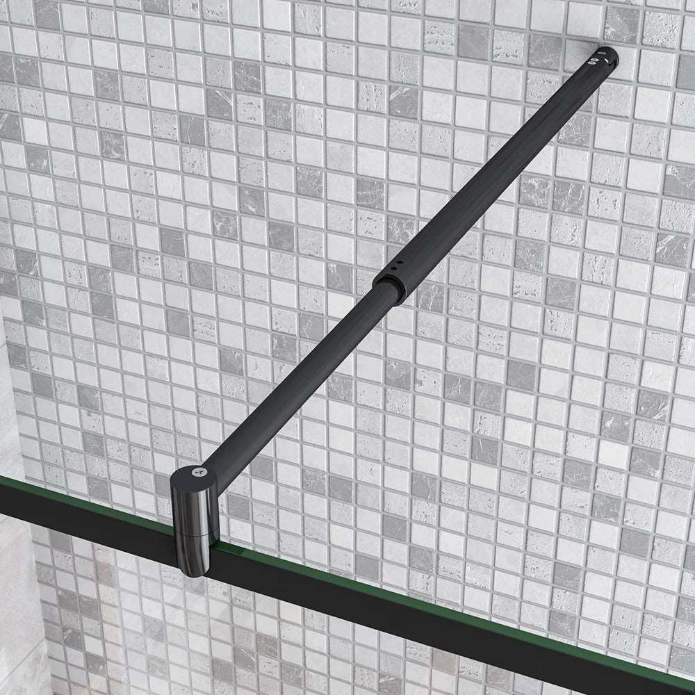 Walk-in sprchová zástěna 70-140cm s 8mm NANO sklem, černým otočným panelem 30/40cm a teleskopickou vzpěrou 70-120cm. Moderní design s leštěným hliníkem, bezpečnostním ESG sklem a rozsahem nastavení 2 cm pro všechny typy koupelen.