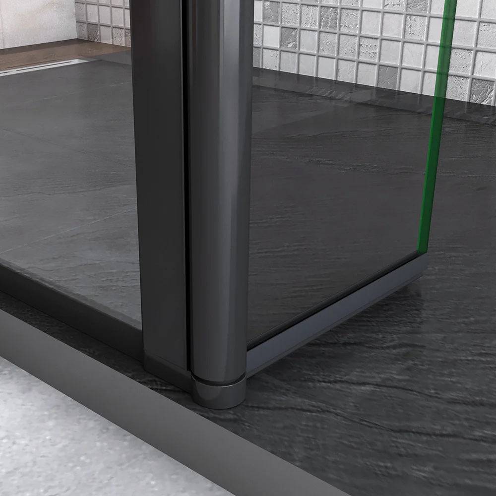 Walk In sprchová zástěna černá – 8mm NANO sklo, nastavitelná 70–140 cm, teleskopická vzpěra a moderní design pro malé koupelny.