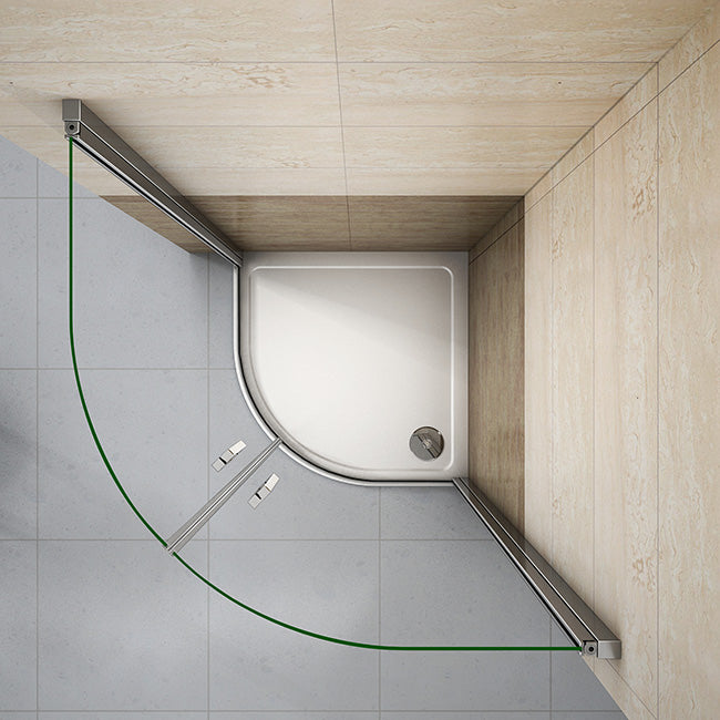 AICA čtvrtkruhový sprchový kout PHXDE-95 s jednokřídlými dveřmi - 6mm NANO sklo EasyClean, leštěný hliníkový profil, rozměry 80x80/90x90 cm, výška 195 cm, rohová sprchová kabina s madlem, ideální do malých koupelen