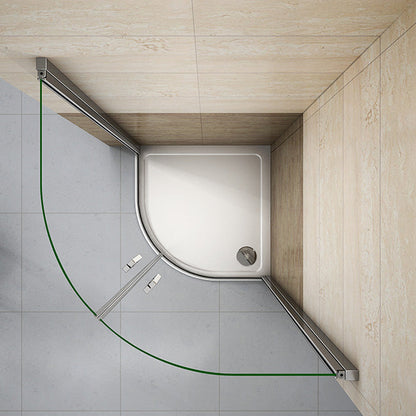 AICA čtvrtkruhový sprchový kout PHXDE-95 s jednokřídlými dveřmi - 6mm NANO sklo EasyClean, leštěný hliníkový profil, rozměry 80x80/90x90 cm, výška 195 cm, rohová sprchová kabina s madlem, ideální do malých koupelen