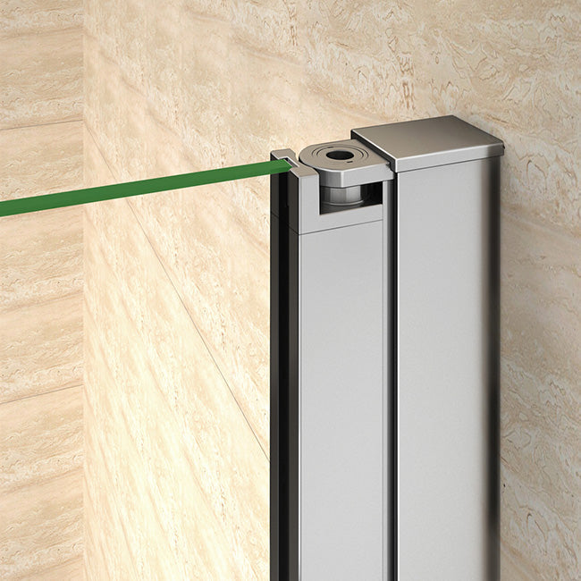 AICA čtvrtkruhový sprchový kout PHXDE-95 s jednokřídlými dveřmi - 6mm NANO sklo EasyClean, leštěný hliníkový profil, rozměry 80x80/90x90 cm, výška 195 cm, rohová sprchová kabina s madlem, ideální do malých koupelen