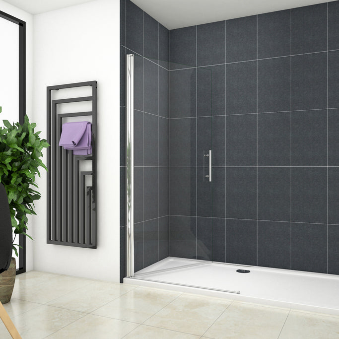 AICA Walk in sprchový kout PK1E85 - prémiový bezprahový sprchový box s otočnými sklenenými dverami, 6mm nano sklo EasyClean s antistatickým povrchom, chromový hliníkový rám odolný proti korózii, výška 185cm, moderný dizajn pre luxusné kúpeľne