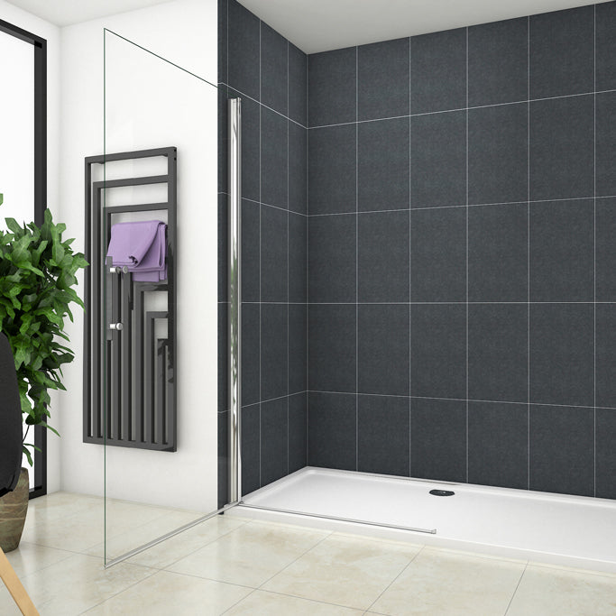 AICA Walk in sprchový kout PK1E85 - prémiový bezprahový sprchový box s otočnými sklenenými dverami, 6mm nano sklo EasyClean s antistatickým povrchom, chromový hliníkový rám odolný proti korózii, výška 185cm, moderný dizajn pre luxusné kúpeľne