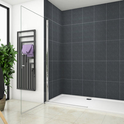 AICA Walk in sprchový kout PK1E85 - prémiový bezprahový sprchový box s otočnými sklenenými dverami, 6mm nano sklo EasyClean s antistatickým povrchom, chromový hliníkový rám odolný proti korózii, výška 185cm, moderný dizajn pre luxusné kúpeľne