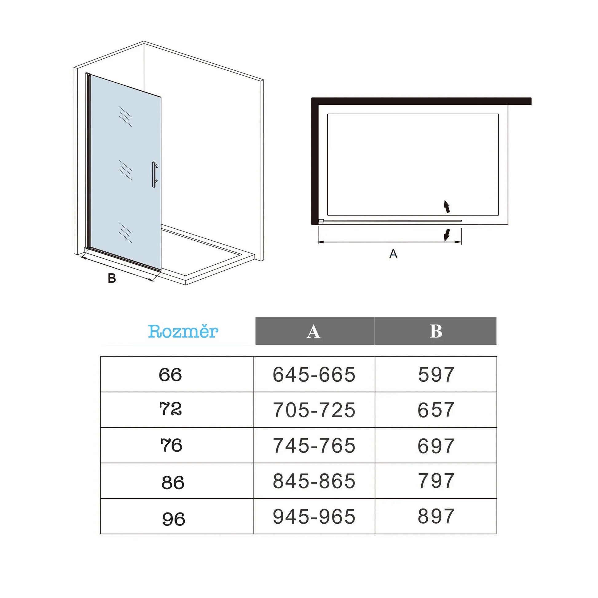 AICA Walk in sprchový kout PK1E85 - prémiový bezprahový sprchový box s otočnými sklenenými dverami, 6mm nano sklo EasyClean s antistatickým povrchom, chromový hliníkový rám odolný proti korózii, výška 185cm, moderný dizajn pre luxusné kúpeľne