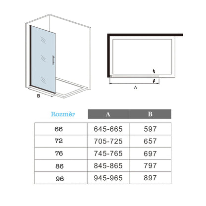 AICA Walk in sprchový kout PK1E85 - prémiový bezprahový sprchový box s otočnými sklenenými dverami, 6mm nano sklo EasyClean s antistatickým povrchom, chromový hliníkový rám odolný proti korózii, výška 185cm, moderný dizajn pre luxusné kúpeľne