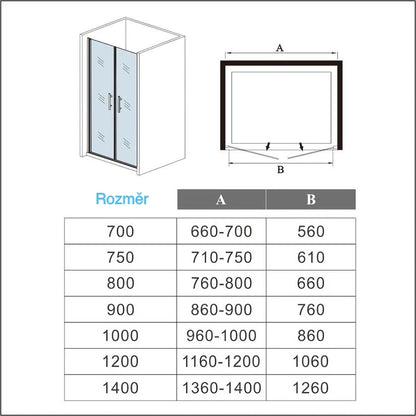 Dvoukřídlé sprchové dveře do niky z 6mm bezpečnostního čirého NANO skla s EasyClean povrchem. Elegantní leštěný hliníkový profil v chromové barvě, odolný proti korozi. Univerzální montáž pro levou i pravou stranu (L/P), výška 195 cm. Dveře obsahují magnetickou lištu pro dokonalé těsnění a madlo pro pohodlné otevírání. Ideální řešení pro moderní koupelny a sprchové kouty v rozměrech 70-140 cm. Skleněné posuvné dveře s otočným mechanismem, snadno čistitelné, vhodné do malých prostorů i výklenků.