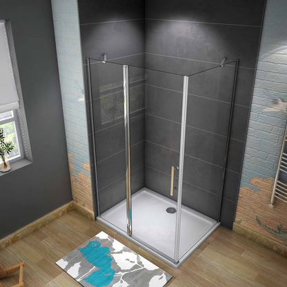 Čtvercový sprchový kout s 6mm nano sklem EasyClean – otočné sprchové dveře, boční panel, chromované madlo, leštěný hliníkový profil. Bezpečnostní skleněná sprchová kabina 80x80cm a 90x90cm s nastavitelnými vzpěrami. Moderní design do malých i velkých koupelen