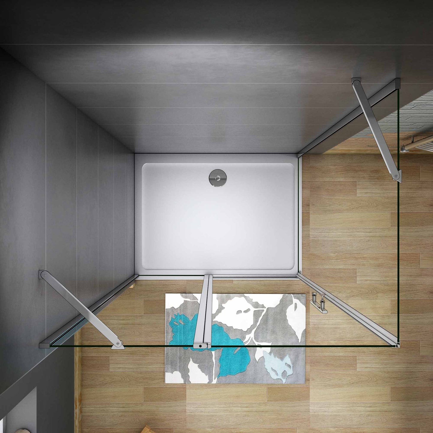 Čtvercový sprchový kout s 6mm nano sklem EasyClean – otočné sprchové dveře, boční panel, chromované madlo, leštěný hliníkový profil. Bezpečnostní skleněná sprchová kabina 80x80cm a 90x90cm s nastavitelnými vzpěrami. Moderní design do malých i velkých koupelen