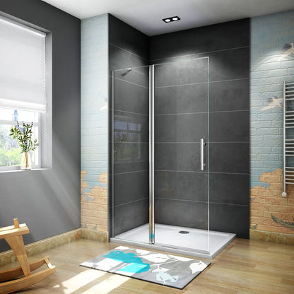 AICA Sprchový kout WALK IN PK3E95 - moderní skleněné sprchové dveře s chromovým provedením | Nastavitelná šířka 76-116cm | Extra silné 6mm NANO čiré sklo s EasyClean povrchem | Bezpečnostní otočné dveře do sprchového koutu | Elegantní walk-in sprchový box pro vaši koupelnu | Kvalitní hliníkové profily odolné proti korozi