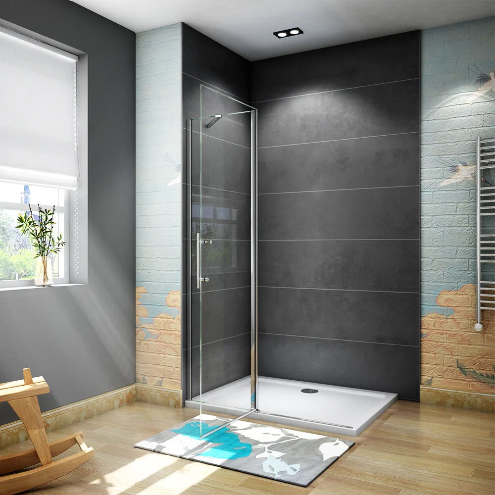 AICA Sprchový kout WALK IN PK3E95 - moderní skleněné sprchové dveře s chromovým provedením | Nastavitelná šířka 76-116cm | Extra silné 6mm NANO čiré sklo s EasyClean povrchem | Bezpečnostní otočné dveře do sprchového koutu | Elegantní walk-in sprchový box pro vaši koupelnu | Kvalitní hliníkové profily odolné proti korozi