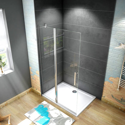 AICA Sprchový kout WALK IN PK3E95 - moderní skleněné sprchové dveře s chromovým provedením | Nastavitelná šířka 76-116cm | Extra silné 6mm NANO čiré sklo s EasyClean povrchem | Bezpečnostní otočné dveře do sprchového koutu | Elegantní walk-in sprchový box pro vaši koupelnu | Kvalitní hliníkové profily odolné proti korozi