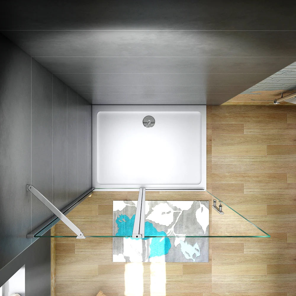 AICA Sprchový kout WALK IN PK3E95 - moderní skleněné sprchové dveře s chromovým provedením | Nastavitelná šířka 76-116cm | Extra silné 6mm NANO čiré sklo s EasyClean povrchem | Bezpečnostní otočné dveře do sprchového koutu | Elegantní walk-in sprchový box pro vaši koupelnu | Kvalitní hliníkové profily odolné proti korozi