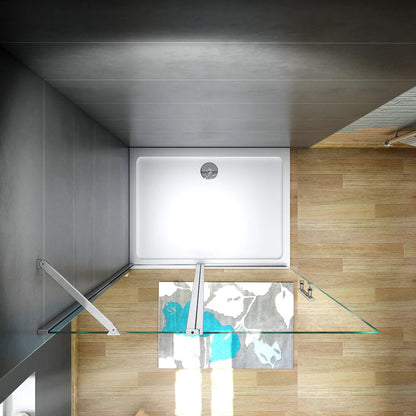 AICA Sprchový kout WALK IN PK3E95 - moderní skleněné sprchové dveře s chromovým provedením | Nastavitelná šířka 76-116cm | Extra silné 6mm NANO čiré sklo s EasyClean povrchem | Bezpečnostní otočné dveře do sprchového koutu | Elegantní walk-in sprchový box pro vaši koupelnu | Kvalitní hliníkové profily odolné proti korozi