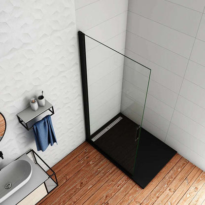 Moderní jednokřídlé sprchové dveře z 8mm NANO skla s černými hliníkovými profily – rozměr 76-96 cm, výška 200 cm. Walk-in design s EasyClean povrchem proti usazování vodního kamene a nečistot. Bezpečnostní sklo, odolné proti rozbití, s elegantním zinkovým madlem. Ideální do malých i velkých koupelen. Univerzální montáž vlevo nebo vpravo.