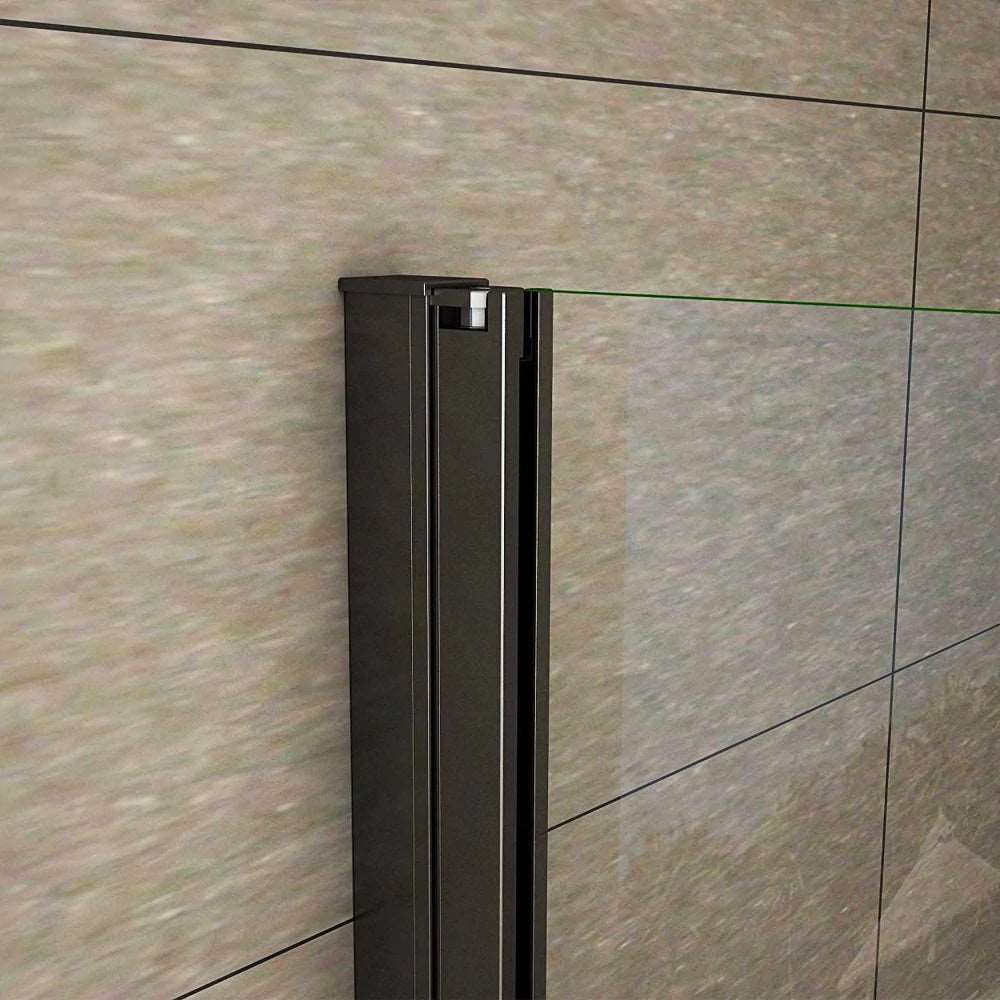 Dvoukřídlé sprchové dveře do niky 80-100cm - černé NANO sklo 8mm s hliníkovým profilem - moderní design sprchového koutu s univerzální montáží L/P - výška 200cm - bezpečnostní skleněné dveře s magnetickým těsněním