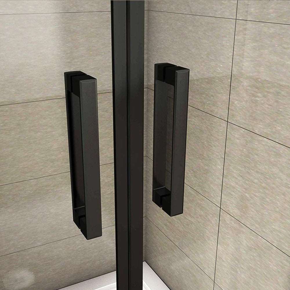 Dvoukřídlé sprchové dveře do niky 80-100cm - černé NANO sklo 8mm s hliníkovým profilem - moderní design sprchového koutu s univerzální montáží L/P - výška 200cm - bezpečnostní skleněné dveře s magnetickým těsněním