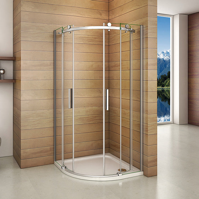 AICA čtvrtkruhový sprchový kout 90x90 s posuvnými dveřmi - kvalitní 6mm NANO čiré sklo s EasyClean povrchem, elegantní chromová úprava, výška 195cm. Profesionální sprchový box s hladkým posuvným mechanismem, vhodný do rohu koupelny. Odolný proti vodnímu kameni, snadná údržba a moderní design.