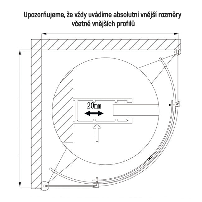 AICA čtvrtkruhový sprchový kout 90x90 s posuvnými dveřmi - kvalitní 6mm NANO čiré sklo s EasyClean povrchem, elegantní chromová úprava, výška 195cm. Profesionální sprchový box s hladkým posuvným mechanismem, vhodný do rohu koupelny. Odolný proti vodnímu kameni, snadná údržba a moderní design.