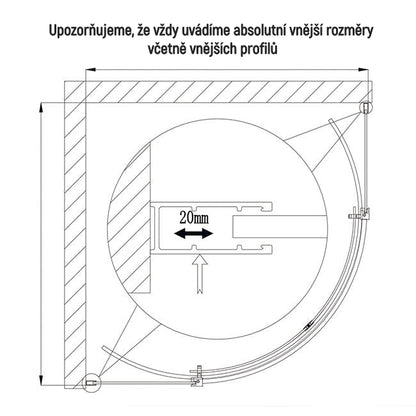 AICA čtvrtkruhový sprchový kout 90x90 s posuvnými dveřmi - kvalitní 6mm NANO čiré sklo s EasyClean povrchem, elegantní chromová úprava, výška 195cm. Profesionální sprchový box s hladkým posuvným mechanismem, vhodný do rohu koupelny. Odolný proti vodnímu kameni, snadná údržba a moderní design.