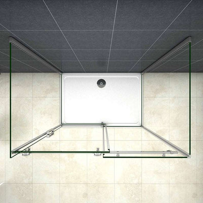 AICA Sprchový kout, posuvné dveře, 2 x boční panel, 6mm NANO sklo, Výška 195cm - moderní nádech do vaší koupelny.