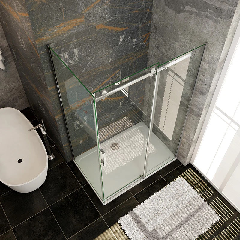 AICA Sprchový kout obdélníkový s posuvnými dveřmi 100-160cm | Boční panel 70-100cm | 6mm NANO bezpečnostní sklo s EasyClean | Chromové leštěné profily odolné proti korozi | Robustní madlo ze slitiny zinku | Moderní design pro malé i velké koupelny | Snadná instalace a údržba