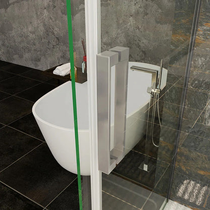 AICA Sprchový kout obdélníkový s posuvnými dveřmi 100-160cm | Boční panel 70-100cm | 6mm NANO bezpečnostní sklo s EasyClean | Chromové leštěné profily odolné proti korozi | Robustní madlo ze slitiny zinku | Moderní design pro malé i velké koupelny | Snadná instalace a údržba