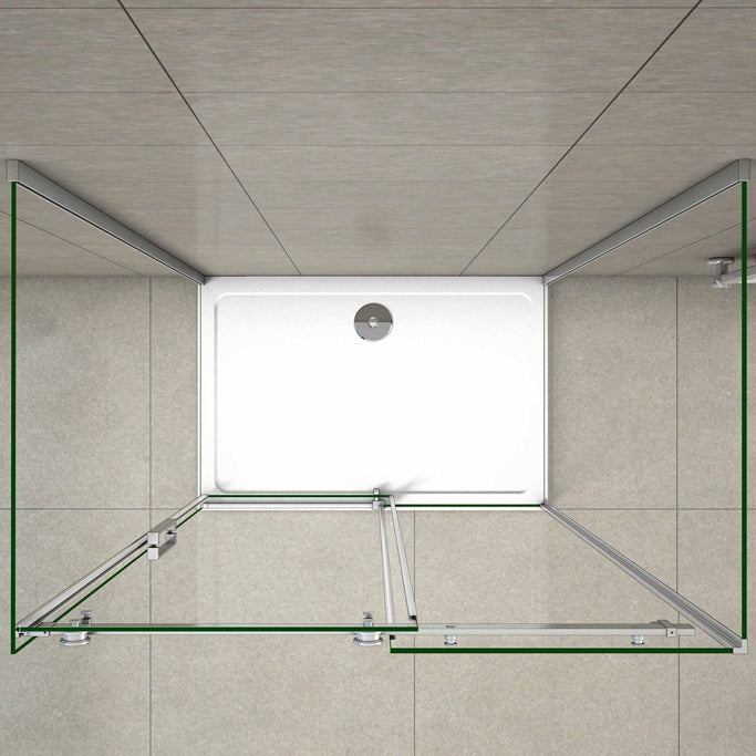 AICA Sprchový kout SK-2E - posuvné dveře, U tvar, 8mm NANO čiré sklo, chromová úprava, boční panely 80/90cm, výška 195cm. Bezpečnostní sklo EasyClean, nerezové madlo, leštěný hliníkový profil. Moderní sprchový box s nastavitelnými rozměry pro malé i velké koupelny.