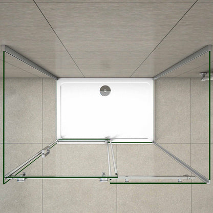 AICA Sprchový kout SK-2E - posuvné dveře, U tvar, 8mm NANO čiré sklo, chromová úprava, boční panely 80/90cm, výška 195cm. Bezpečnostní sklo EasyClean, nerezové madlo, leštěný hliníkový profil. Moderní sprchový box s nastavitelnými rozměry pro malé i velké koupelny.