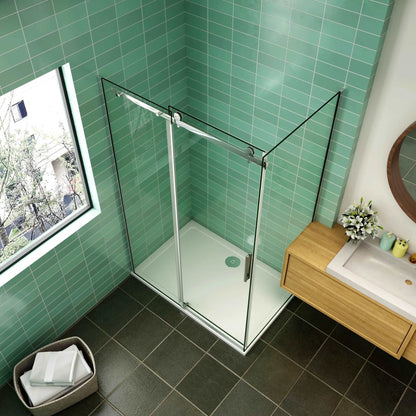 AICA sprchový kout obdélníkový s posuvnými dveřmi, 8mm NANO čiré sklo EasyClean, chromový profil, nastavitelný 100-160cm, boční panel 70-100cm, korozivzdorný design pro moderní koupelny