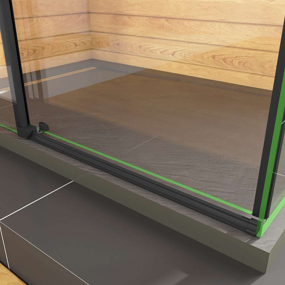 AICA sprchový kout obdélníkový s posuvnými dveřmi SKB-2E-20-8SPKLB-R, rozměry 100-140cm, 8mm tlusté NANO sklo s povrchovou úpravou EasyClean, černý antikorozní hliníkový profil, boční panel 80-90cm, výška 200cm, moderní sprchový box s výklopnými dveřmi, kvalitní koupelnový nábytek, voděodolná konstrukce, snadná instalace sprchového koutu