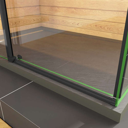 AICA sprchový kout obdélníkový s posuvnými dveřmi SKB-2E-20-8SPKLB-R, rozměry 100-140cm, 8mm tlusté NANO sklo s povrchovou úpravou EasyClean, černý antikorozní hliníkový profil, boční panel 80-90cm, výška 200cm, moderní sprchový box s výklopnými dveřmi, kvalitní koupelnový nábytek, voděodolná konstrukce, snadná instalace sprchového koutu