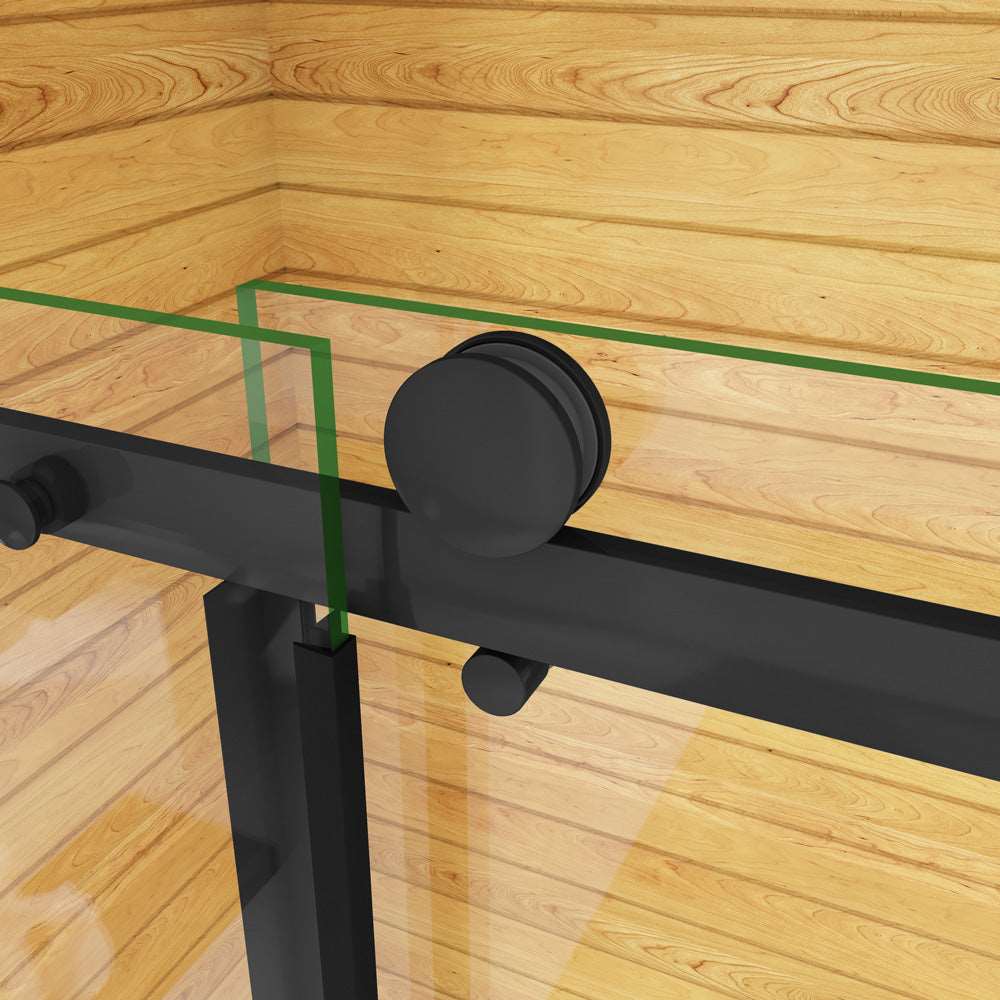 AICA sprchový kout obdélníkový s posuvnými dveřmi SKB-2E-20-8SPKLB-R, rozměry 100-140cm, 8mm tlusté NANO sklo s povrchovou úpravou EasyClean, černý antikorozní hliníkový profil, boční panel 80-90cm, výška 200cm, moderní sprchový box s výklopnými dveřmi, kvalitní koupelnový nábytek, voděodolná konstrukce, snadná instalace sprchového koutu