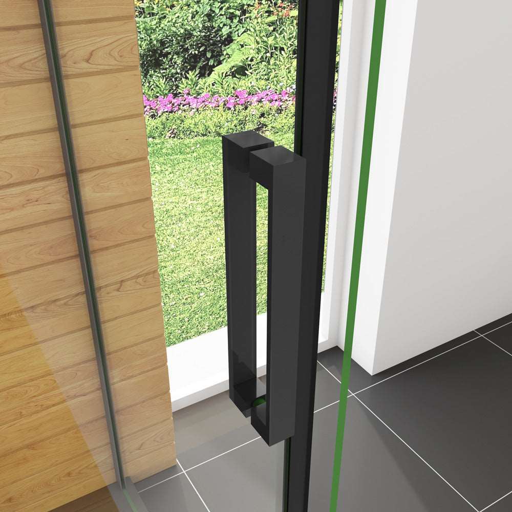 AICA sprchový kout obdélníkový s posuvnými dveřmi SKB-2E-20-8SPKLB-R, rozměry 100-140cm, 8mm tlusté NANO sklo s povrchovou úpravou EasyClean, černý antikorozní hliníkový profil, boční panel 80-90cm, výška 200cm, moderní sprchový box s výklopnými dveřmi, kvalitní koupelnový nábytek, voděodolná konstrukce, snadná instalace sprchového koutu