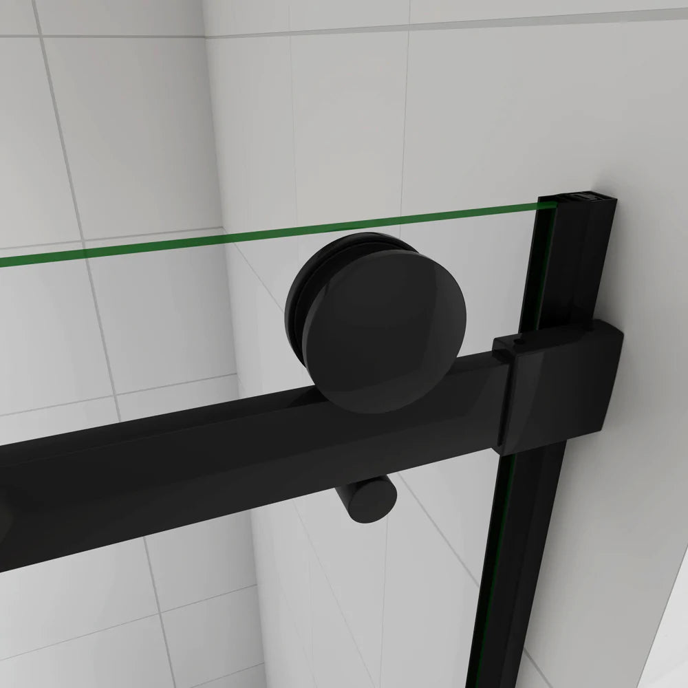 Černé posuvné sprchové dveře SKB-2E-20-8 z 8mm NANO skla - moderní sprchový kout v elegantní černé barvě. Rozměry 100cm, 120cm nebo 140cm šířka × 200cm výška s možností nastavení o ±4cm. Univerzální montáž L/P, hliníkový korozivzdorný profil, bezpečnostní tepelně tvrzené sklo s nano ochranou proti vodnímu kameni. Posuvný systém a madlo ze slitiny zinku. Ideální řešení pro malé i velké koupelny. Snadná údržba, moderní design a vysoká kvalita materiálů