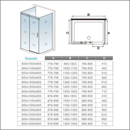 AICA Sprchový kout U tvar SL-2N-95-2SPKL – posuvné dveře s NANO povrchom, 6mm čiré bezpečnostné sklo EasyClean, chromový hliníkový rám, 2 bočné panely (80/90cm), nastaviteľná šírka dverí (100-160cm), výška 195cm, moderný sprchový box do malej aj veľkej kúpeľne, odolný proti korózii, s nerezovým madlom a magnetickým tesnením