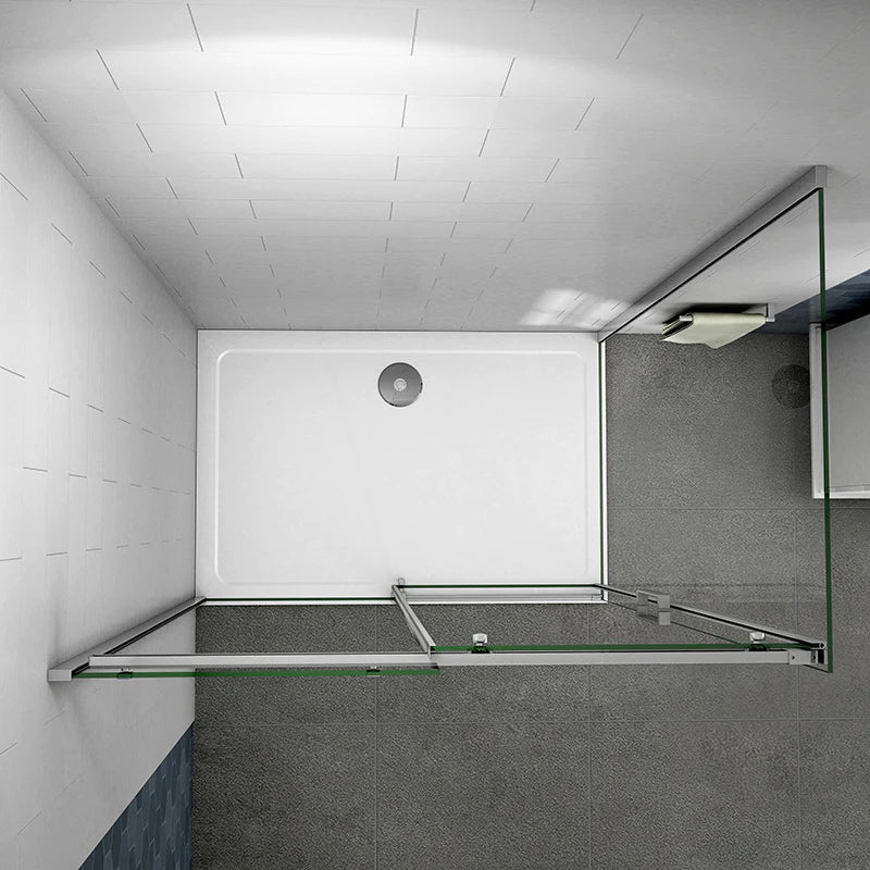 AICA Sprchový kout obdélníkový SL-2N-95SPKL-R s posuvnými dveřmi | NANO sklo 6mm EasyClean | Chromový design | Nastavitelná šířka 100-160cm | Boční panel 70-100cm | Bezpečnostní sklo | Koupelnový box | Moderní sprchový kout | Dveře na míru | Hliníkový rám | Vodotěsné řešení