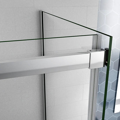 AICA Sprchový kout obdélníkový SL-2N-95SPKL-R s posuvnými dveřmi | NANO sklo 6mm EasyClean | Chromový design | Nastavitelná šířka 100-160cm | Boční panel 70-100cm | Bezpečnostní sklo | Koupelnový box | Moderní sprchový kout | Dveře na míru | Hliníkový rám | Vodotěsné řešení