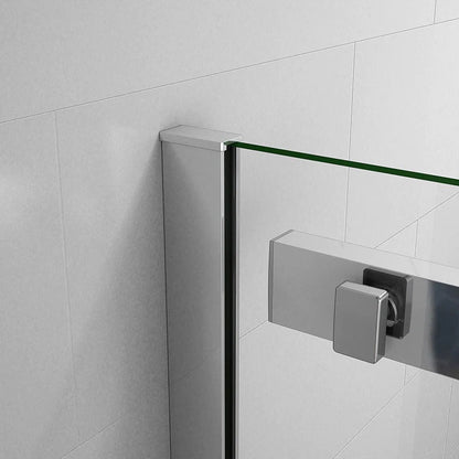 AICA Sprchový kout obdélníkový SL-2N-95SPKL-R s posuvnými dveřmi | NANO sklo 6mm EasyClean | Chromový design | Nastavitelná šířka 100-160cm | Boční panel 70-100cm | Bezpečnostní sklo | Koupelnový box | Moderní sprchový kout | Dveře na míru | Hliníkový rám | Vodotěsné řešení