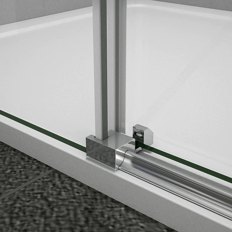 AICA Sprchový kout obdélníkový SL-2N-95SPKL-R s posuvnými dveřmi | NANO sklo 6mm EasyClean | Chromový design | Nastavitelná šířka 100-160cm | Boční panel 70-100cm | Bezpečnostní sklo | Koupelnový box | Moderní sprchový kout | Dveře na míru | Hliníkový rám | Vodotěsné řešení