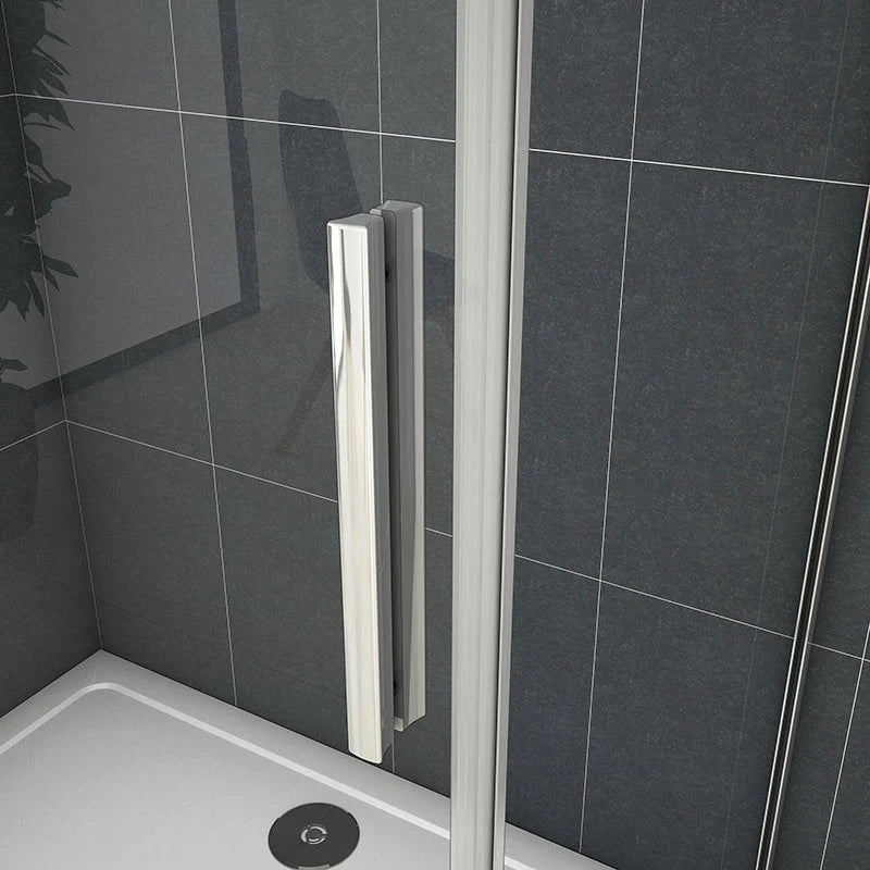 AICA Sprchový kout obdélníkový SL-2N-95SPKL-R s posuvnými dveřmi | NANO sklo 6mm EasyClean | Chromový design | Nastavitelná šířka 100-160cm | Boční panel 70-100cm | Bezpečnostní sklo | Koupelnový box | Moderní sprchový kout | Dveře na míru | Hliníkový rám | Vodotěsné řešení