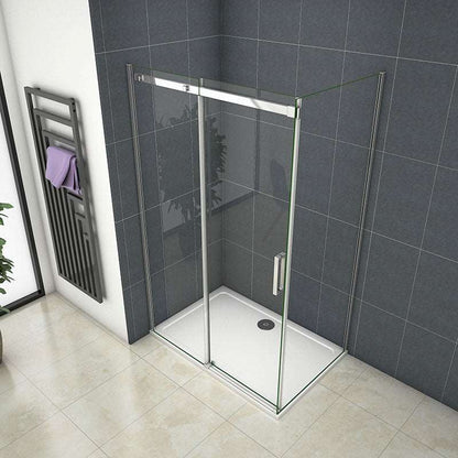 AICA obdélníkový sprchový kout SL-2NE-95-8SPKL-R – posuvné dveře (nastavitelné 100-160cm), boční panel (70-100cm), 8mm NANO sklo EasyClean, chromová úprava, výška 195cm – moderní sprchový box, sprchový roh, kryt do koupelny s bezpečnostním sklem