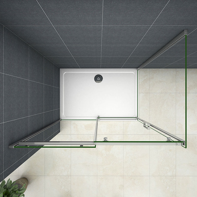 AICA obdélníkový sprchový kout SL-2NE-95-8SPKL-R – posuvné dveře (nastavitelné 100-160cm), boční panel (70-100cm), 8mm NANO sklo EasyClean, chromová úprava, výška 195cm – moderní sprchový box, sprchový roh, kryt do koupelny s bezpečnostním sklem