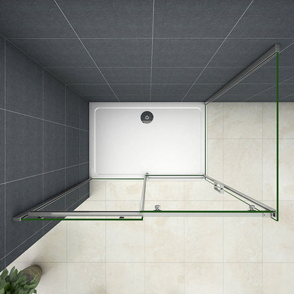 AICA obdélníkový sprchový kout SL-2NE-95-8SPKL-R – posuvné dveře (nastavitelné 100-160cm), boční panel (70-100cm), 8mm NANO sklo EasyClean, chromová úprava, výška 195cm – moderní sprchový box, sprchový roh, kryt do koupelny s bezpečnostním sklem