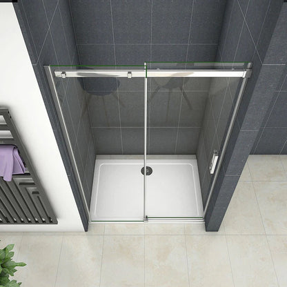 Posuvné sprchové dveře 100-160cm s 8mm NANO sklem EasyClean – moderní design do koupelny, univerzální levopravá montáž, výška 195cm, chromový hliníkový profil, bezpečnostní temperované sklo, voděodolný sprchový kout, snadno udržovatelné posuvné dveře se zinkovými kolečky