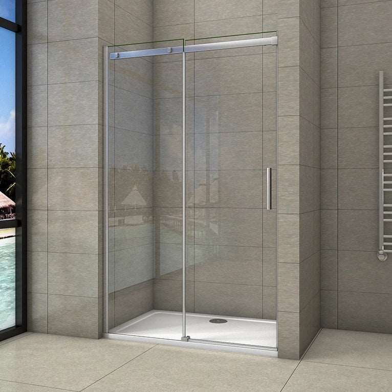 Profesionální posuvné sprchové dveře na míru 100-160 cm s 6mm bezpečnostním NANO sklem EasyClean - voděodolný hliníkový rám v chromu, tiché kolečkové vedení a univerzální levopravá montáž pro moderní koupelnu