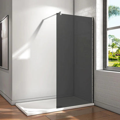 AICA Sprchový kout – Walk-In sprchová zástěna 80-140cm s 8mm černým kouřovým sklem a Anti-Explosion fólií. Chromová vzpěra, leštěný hliníkový profil, výška 200cm. Moderní design, nastavitelná šířka, bezpečnostní NANO sklo EasyClean. Vhodné do malých i velkých koupelen. Dodáváno s těsněním a montážními prvky.