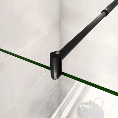 AICA Walk-In sprchová zástěna s černým kouřovým sklem 10mm – moderní designová sprchová zástěna bez vaničky v černé barvě s anti-explosion fólií a nastavitelnou vzpěrou. Luxusní tmavé sklo do sprchy (100-140cm, výška 200cm) s nano povrchem EasyClean.